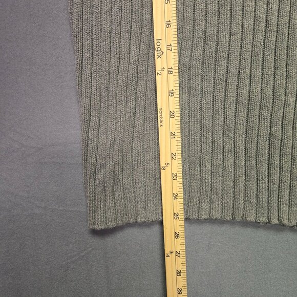 Vintage Y2K Old Navy Preppy Gray Ribbed Half-Zip Cotton Sweater Pullover - Picture 8 of 9